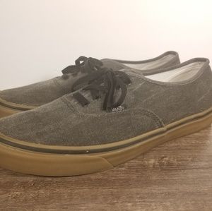 Vans Authentic Washed Canvas Black Gum Skate Shoes